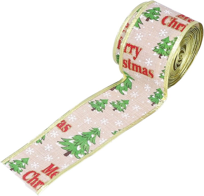 Christmas Ribbon Wired Polyester, Fadeless Metal Edging, Classic Texture for Holiday Decoration - Durable Design, Easy Shape Retention, Perfect for Gift Wrapping and Crafts - Image 5