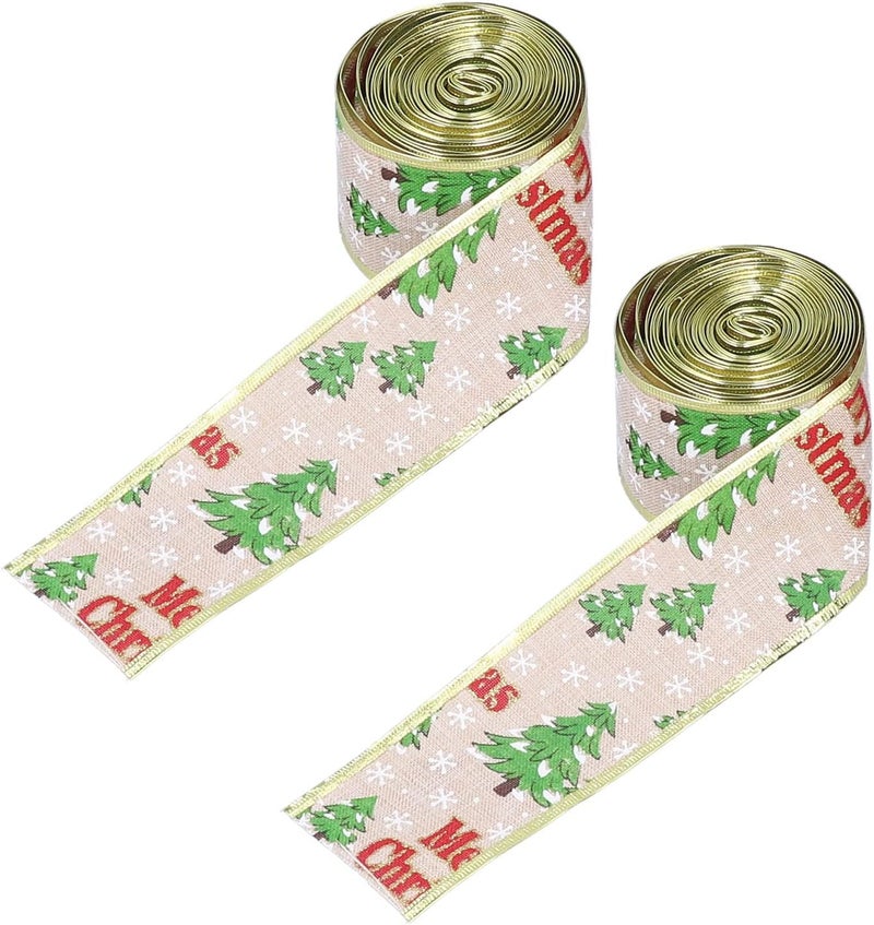 Christmas Ribbon Wired Polyester, Fadeless Metal Edging, Classic Texture for Holiday Decoration - Durable Design, Easy Shape Retention, Perfect for Gift Wrapping and Crafts - Image 4