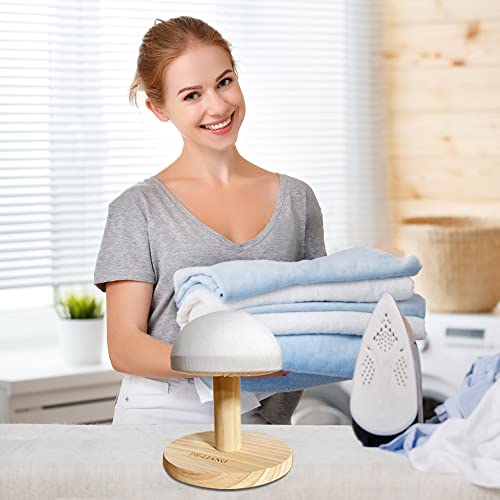 DE-LIANG Bra Wooden Ironing Board Mini Iron Padded Sleeve Pillow Board Stool with Round Base for Small Table top Pressing pad ham, Long-7.1 Inch, (DLIB50-BEIGE) - Image 2