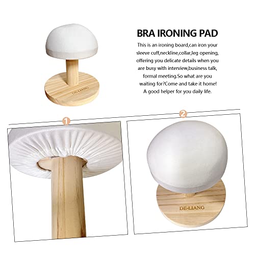 DE-LIANG Bra Wooden Ironing Board Mini Iron Padded Sleeve Pillow Board Stool with Round Base for Small Table top Pressing pad ham, Long-7.1 Inch, (DLIB50-BEIGE) - Image 4