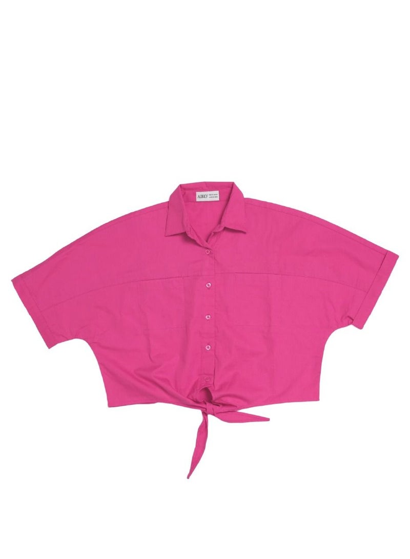 AIKO - Girls cotton Pink Top and Floral Pants Set 9-10Years - Image 2