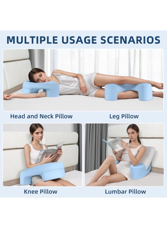 HPMY Side Sleeping Pillow with Arm Hole, Ergonomic C-Shaped Pregnancy Pillow for Side Sleepers, Full Body Support Cushion for Better Sleep & Comfort - Blue - Image 2