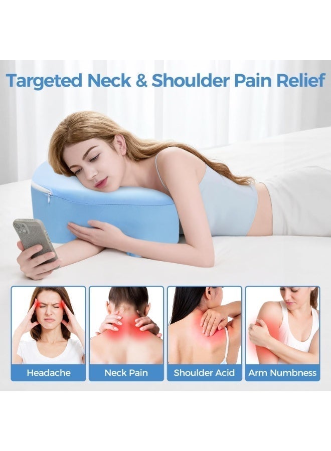 HPMY Side Sleeping Pillow with Arm Hole, Ergonomic C-Shaped Pregnancy Pillow for Side Sleepers, Full Body Support Cushion for Better Sleep & Comfort - Blue - Image 5