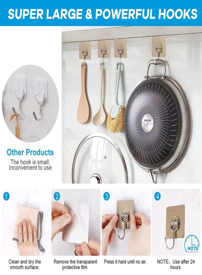 EBOFAB Self Adhesive Hooks, Utility Stainless Steel Hooks, Transparent Seamless Hooks & Golden Kadi Sticker Hook, Clear Stick on Hooks for Home Bathroom Kitchen and Office (Golden, Pack of 10) - Image 3