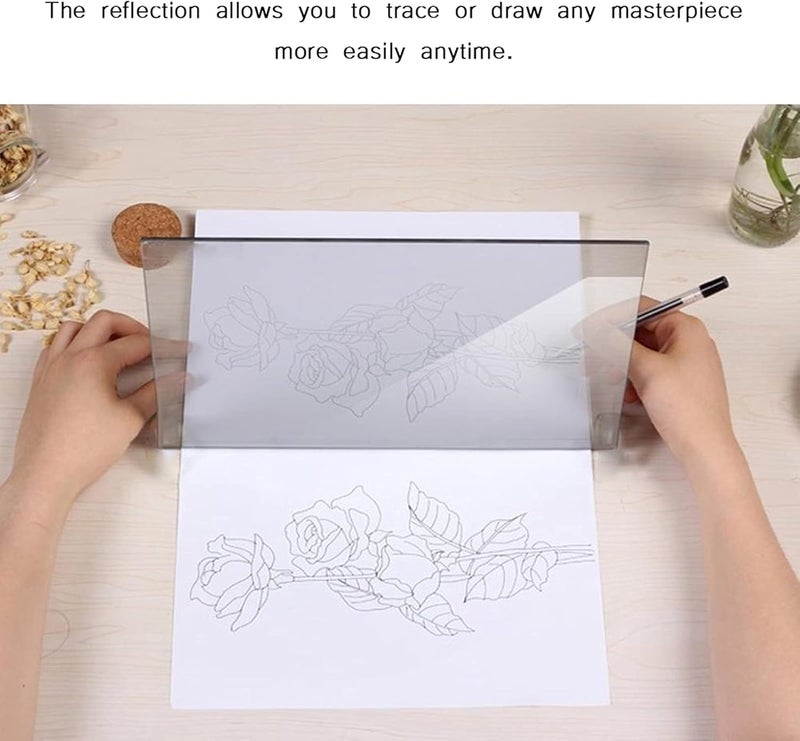 klarako Drawing Board, Portable Stencil Board Light Box Tracing Drawing Board Sketch Mirror Reflection Phone Dimming Copy Painting Limitation Art Sketching Tool for Painters Artists - Image 3