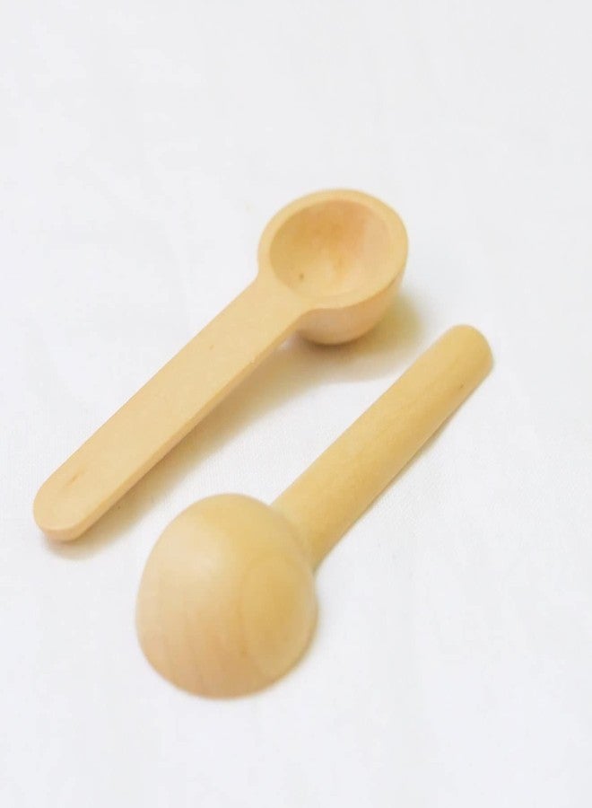 Bekner Wooden Masala Spoons Set (6 Pieces) | Small and Compact Spoons for Masala, Salt, Pickle, Turmeric | 7.5 CM Height | Beige Finish - Image 4