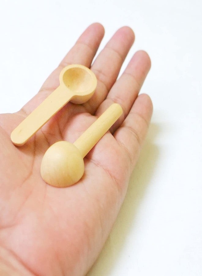 Bekner Wooden Masala Spoons Set (6 Pieces) | Small and Compact Spoons for Masala, Salt, Pickle, Turmeric | 7.5 CM Height | Beige Finish - Image 3
