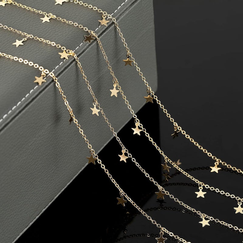 YOUBEIYEE 16.4 Feet Star Link Chain for Jewelry Making Women Necklace Chain Roll, Gold Plated Cable Chains Bulk with Jump Rings and Lobster Clasps - Image 5