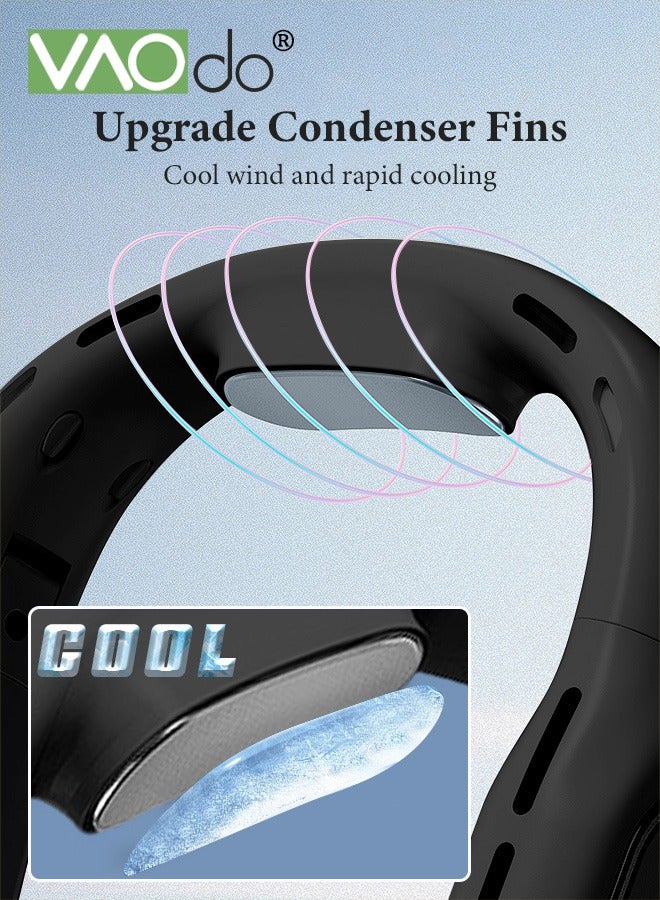 فاو دو مروحة رقبة قابلة للطي بقدرة 3000 مللي أمبير في الساعة شحن USB مراوح صغيرة محمولة خالية من الشفرة مروحة الرقبة ذات 3 سرعات يمكن ارتداؤها مناسبة للسفر والمكتب والرياضات وما إلى ذلك باللون الأسود - Image 3