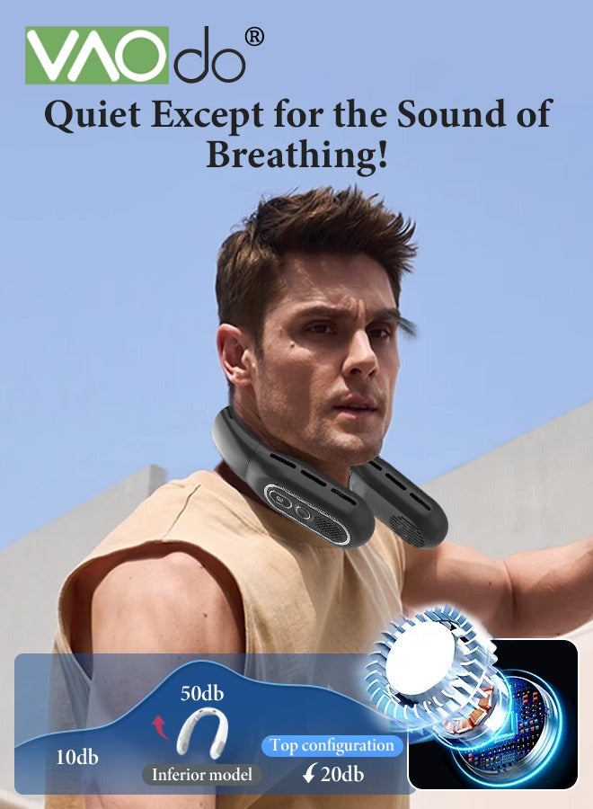 فاو دو مروحة رقبة قابلة للطي بقدرة 3000 مللي أمبير في الساعة شحن USB مراوح صغيرة محمولة خالية من الشفرة مروحة الرقبة ذات 3 سرعات يمكن ارتداؤها مناسبة للسفر والمكتب والرياضات وما إلى ذلك باللون الأسود - Image 4