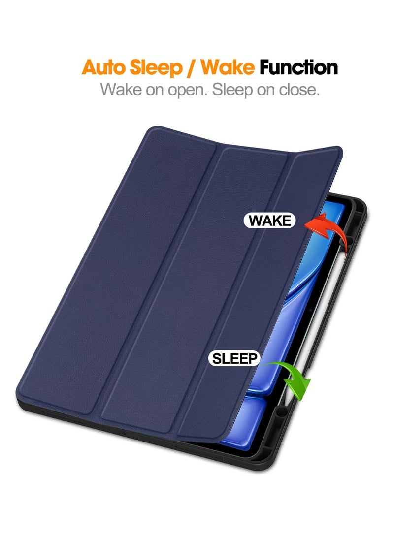 Case for iPad air 13 Inch with Pencil Holder, Slim Tablet Cover with Soft TPU Back, Auto Wake/Sleep (Dark Blue) - Image 2