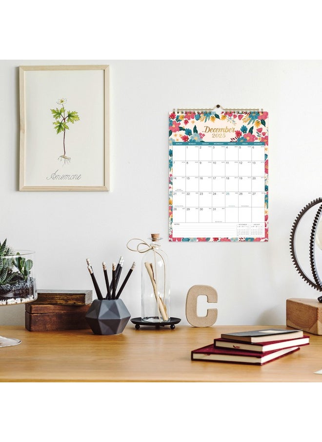 Artfan - 2025 Calendar - Jan 2025 - Dec 2025 Wall Calendar, 12 Monthly Calendar, 8.4" X 11", Twin-Wire Binding + Hanging Hook + Large Blocks With Julian Dates, Perfect Wall Calendar For Organizing - Floral - Image 1