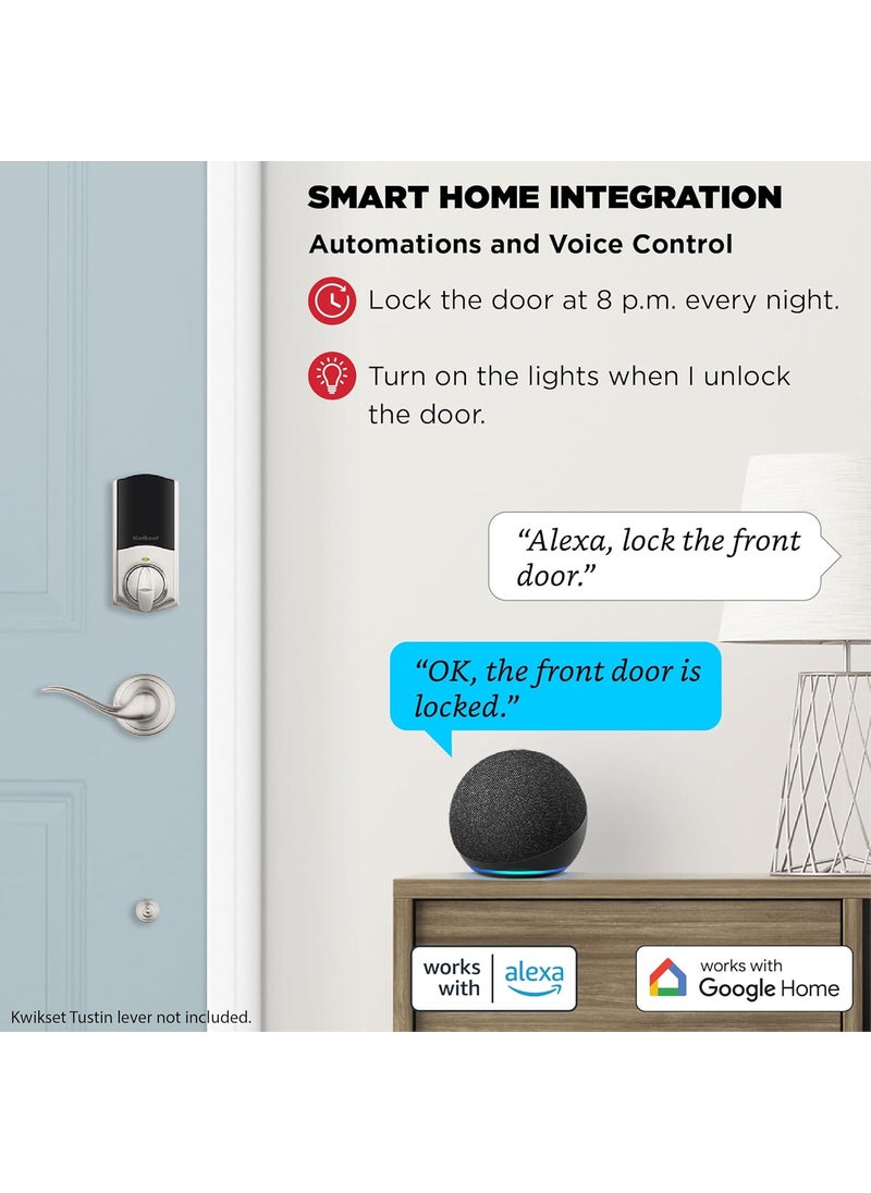 Kwikset - Kwikset Halo Touch Fingerprint WiFi Smart Lock Keyless Entry Door Low Profile Deadbolt Geofence AutoUnlock Grade AAA Certified No Hub Easy Install Satin Nickel Lifetime Finish Warranty Arch - Image 1
