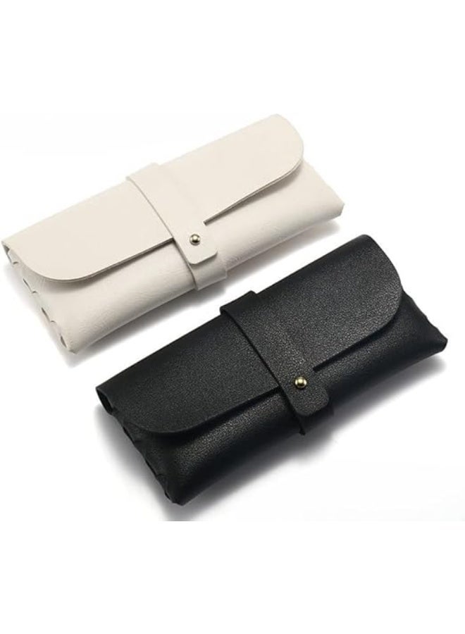Portable Leather Glasses Case for Men and Women, Shockproof, Durable Eyeglasses Holder and Compact Coin Purse Storage Bag, Lightweight Travel Protective Sunglasses Pouch - Image 1