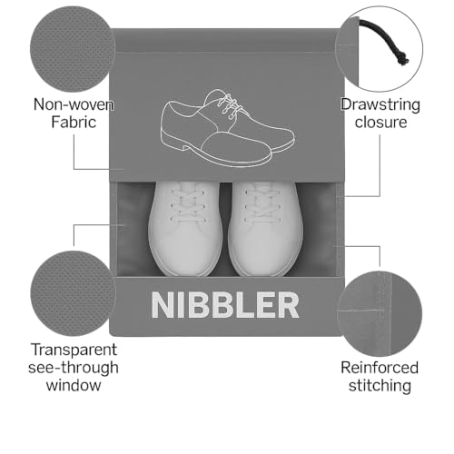Nibbler Shoe Bag with Window for Travel Bag for Man & Women Shoe Cover for Storage at Home Gym Reusable Travelling Accessories Organizer Pouch (Pack of 6) - Image 5