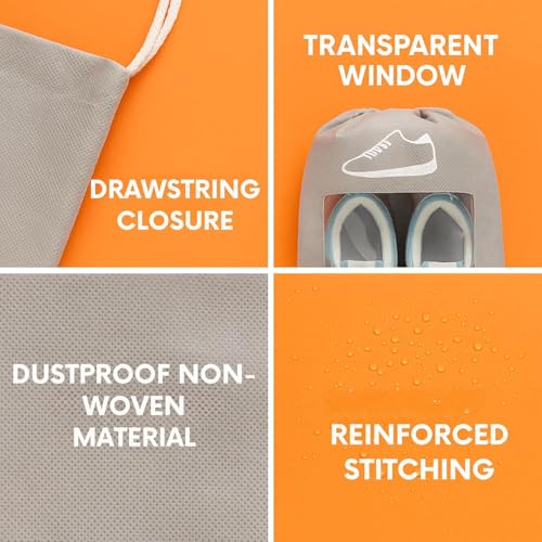 Nibbler Shoe Bag with Window for Travel Bag for Man & Women Shoe Cover for Storage at Home Gym Reusable Travelling Accessories Organizer Pouch (Pack of 6) - Image 3