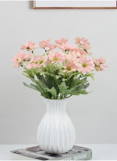 Kutis 1-Piece Ribbed Flower Vase Decorative Vase White 12x17.5 Centimeter  - Image 1