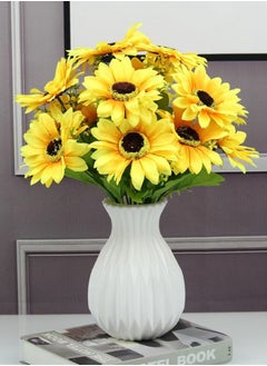 Kutis 1-Piece Ribbed Flower Vase Decorative Vase White 12x17.5 Centimeter  - Image 3