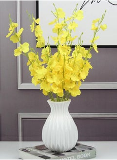 Kutis 1-Piece Ribbed Flower Vase Decorative Vase White 12x17.5 Centimeter  - Image 2