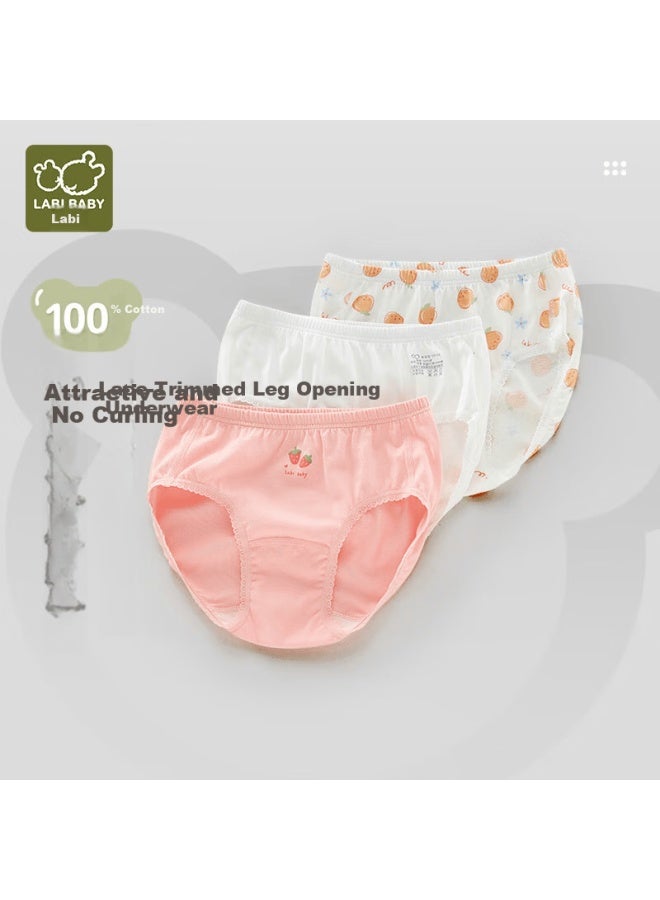Labi Baby Kids Cotton Girls' Briefs Triangle Underwear Mid-large Children Basic Shorts 3-pack Uniform Color Size 150 - Image 1