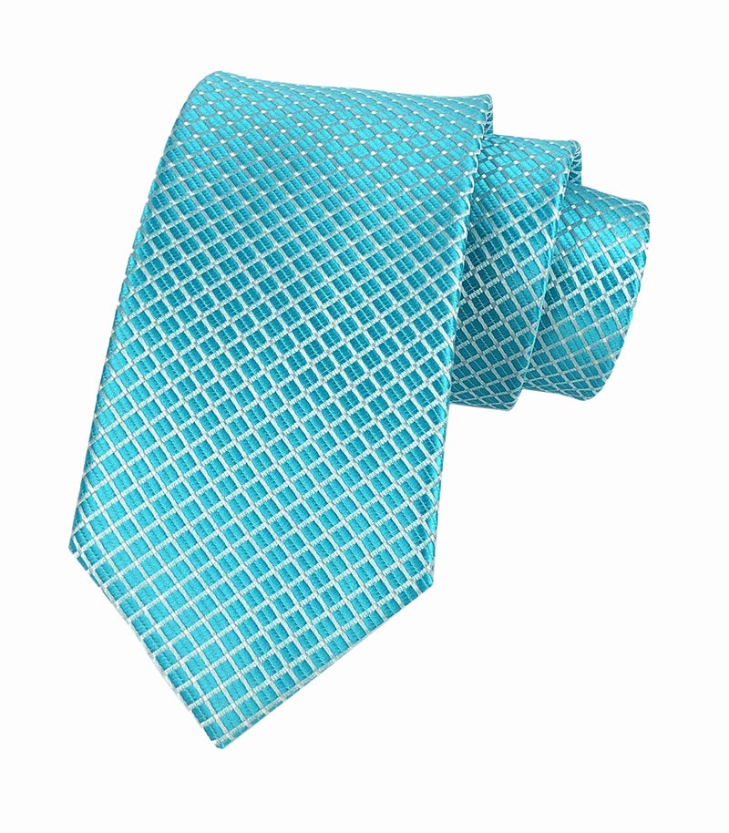 Elfeves Turquoise Ties Men's Lake Blue Silk Cravat Woven Tie Textile Business Casual Neckties - Image 5
