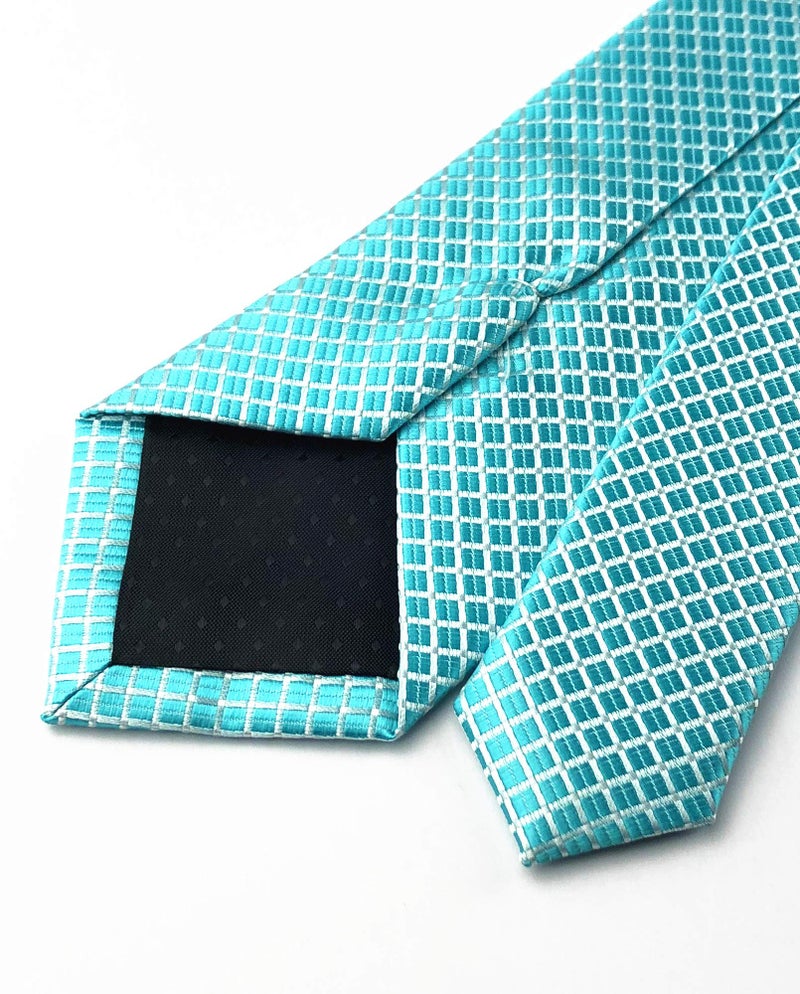 Elfeves Turquoise Ties Men's Lake Blue Silk Cravat Woven Tie Textile Business Casual Neckties - Image 3