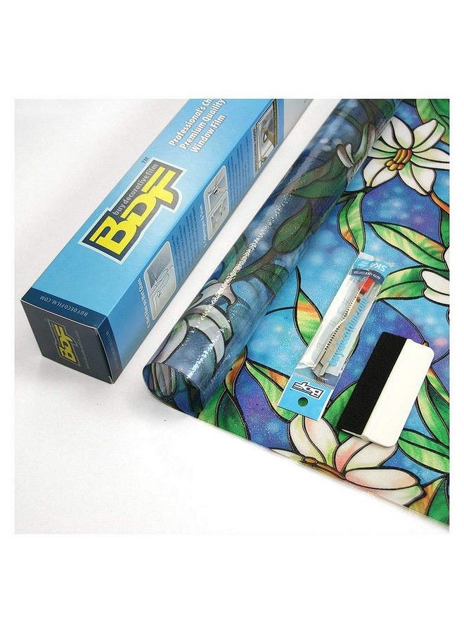BDF 1Cgb Floral Stained Glass Static Cling Window Film Non Adhesive Kitchen Home (36In X 22Ft) - Image 3