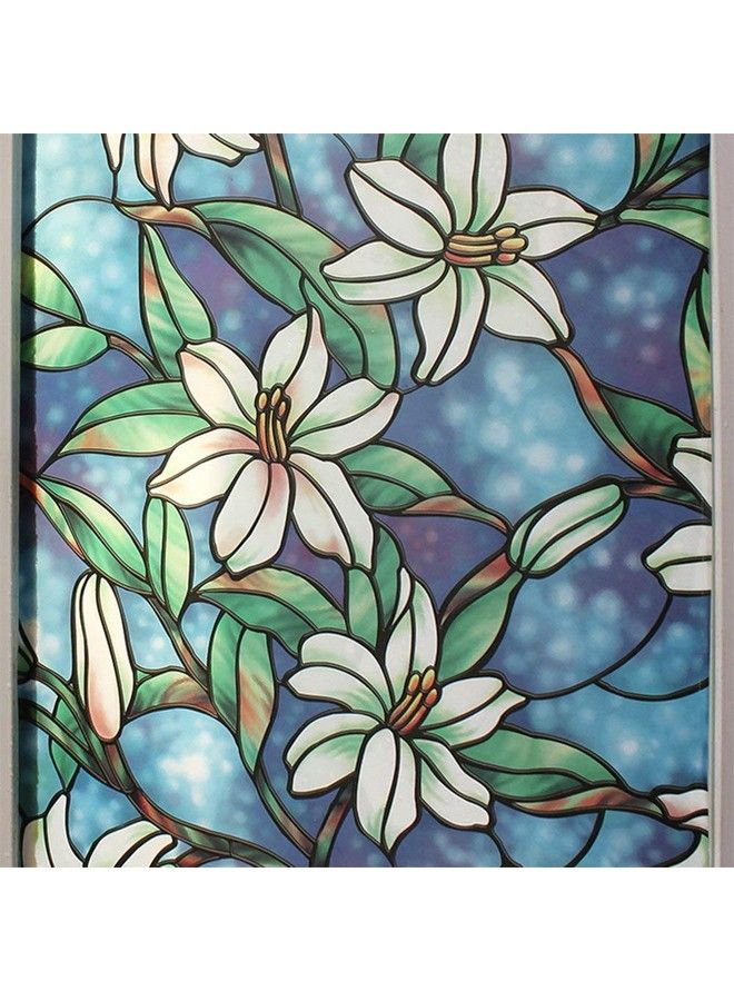 BDF 1Cgb Floral Stained Glass Static Cling Window Film Non Adhesive Kitchen Home (36In X 22Ft) - Image 2
