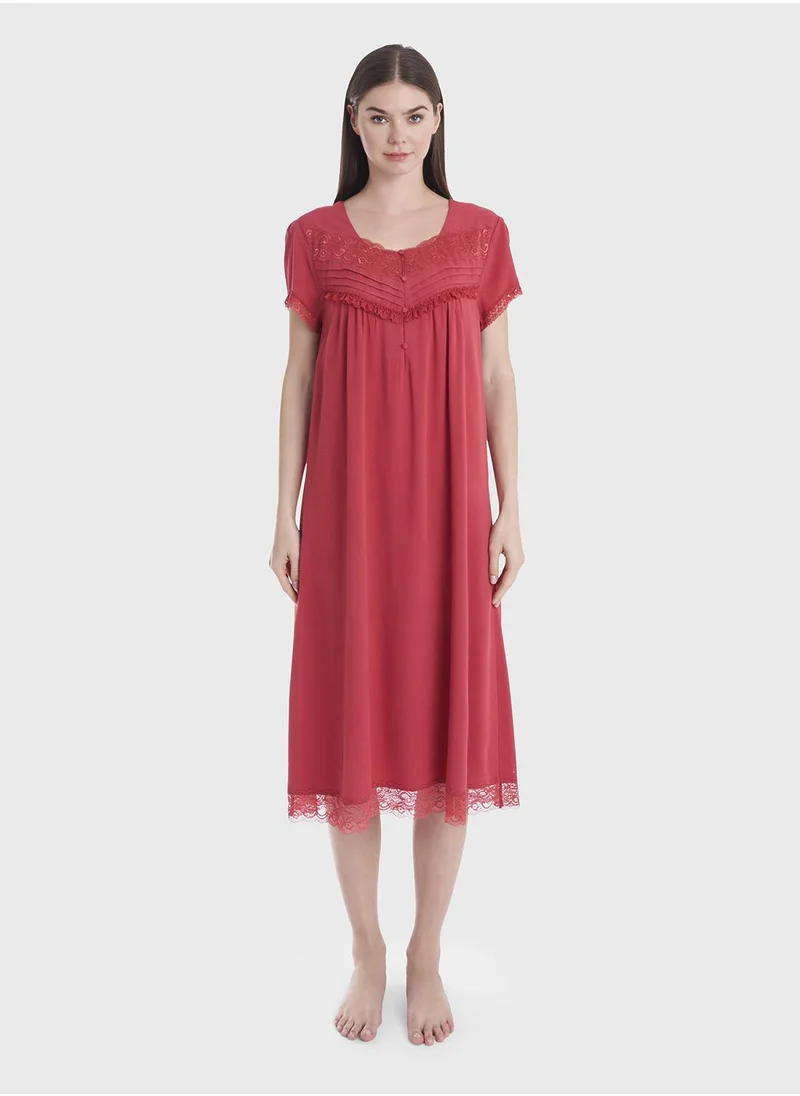 كشخة Knee Length Red Night Dress