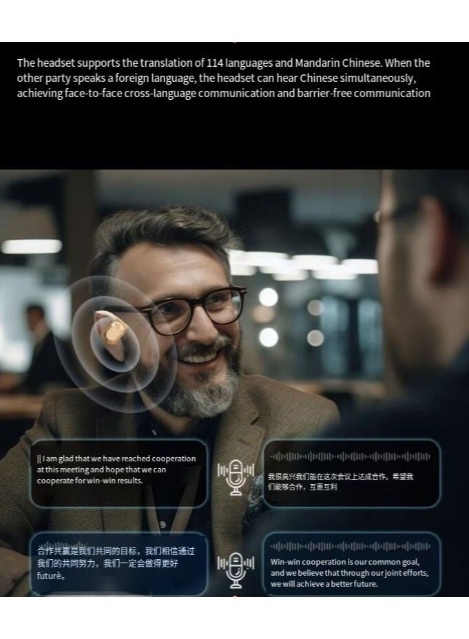 AI Smart Translation Bluetooth Headset Real-time Simultaneous Interpretation,AI Translation Earphone Wireless Bluetooth, OWS Hanging Bluetooth 5.4 Earphones, Open Ear Headset Ball HiFi Stereo Sound - Image 4