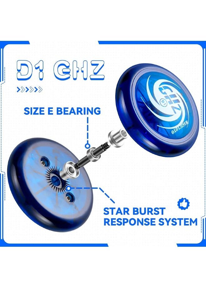 Magic Yoyo - Professional Looping Yoyo D1 GHZ Responsive Yoyo for Kids, Starter Yoyo for Kids, Beginner Yoyo Easy to Play Basic Looping Tricks (D1 - Blue) - Image 1