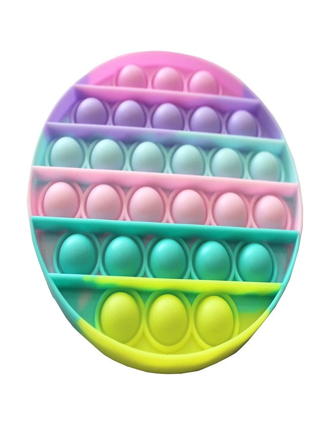 KBV Fidget Push Toy Pop It Stress Reliever Soft Silicone Pop It Toy for Kids, Adults, Special Needs Autism Children (Round Rainbow Light) - Image 2