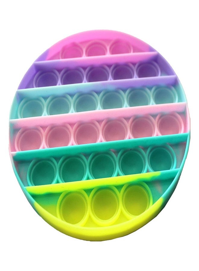 KBV Fidget Push Toy Pop It Stress Reliever Soft Silicone Pop It Toy for Kids, Adults, Special Needs Autism Children (Round Rainbow Light) - Image 3
