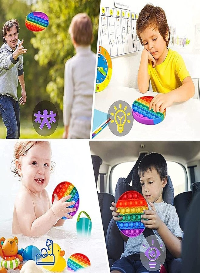 KBV Fidget Push Toy Pop It Stress Reliever Soft Silicone Pop It Toy for Kids, Adults, Special Needs Autism Children (Round Rainbow Light) - Image 5