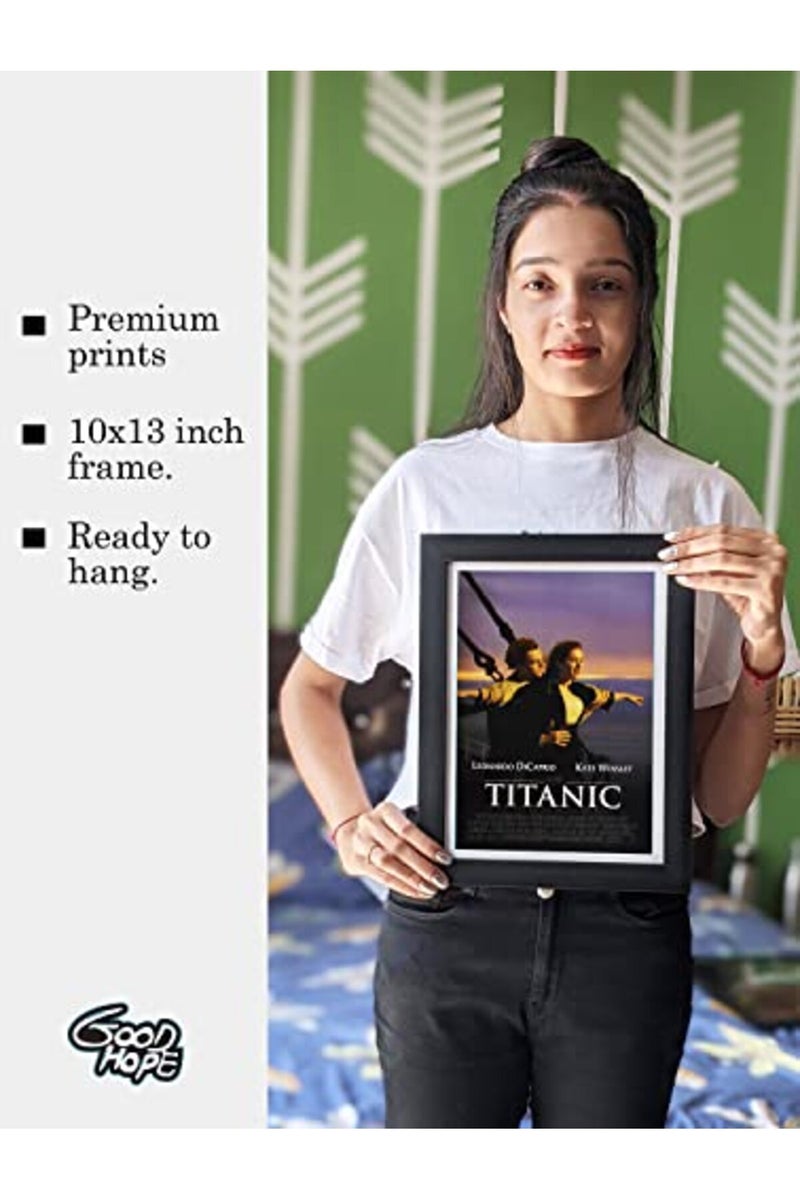 GRAY WALL ALAYRA Titanic Movie framed Poster 10x13 Inch Wall Art | Classic Leonardo & Kate Winslet Film Print | Vintage1997 Hollywood Movie | Decor for Home, Office, living Room, bedroom, wallpaper, sticker - Image 3