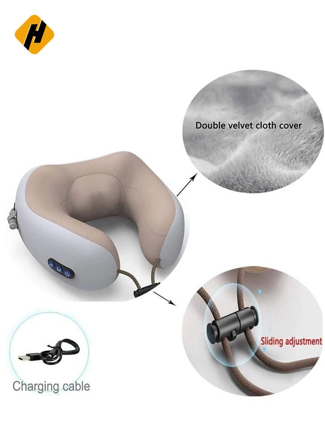 HuHa Rechargeable U Shaped Cervical Massage Pillow Neck Massager Vibration Pillow Multifunctional Shoulder and Electric for Relax Muscles Fatigue - Image 5