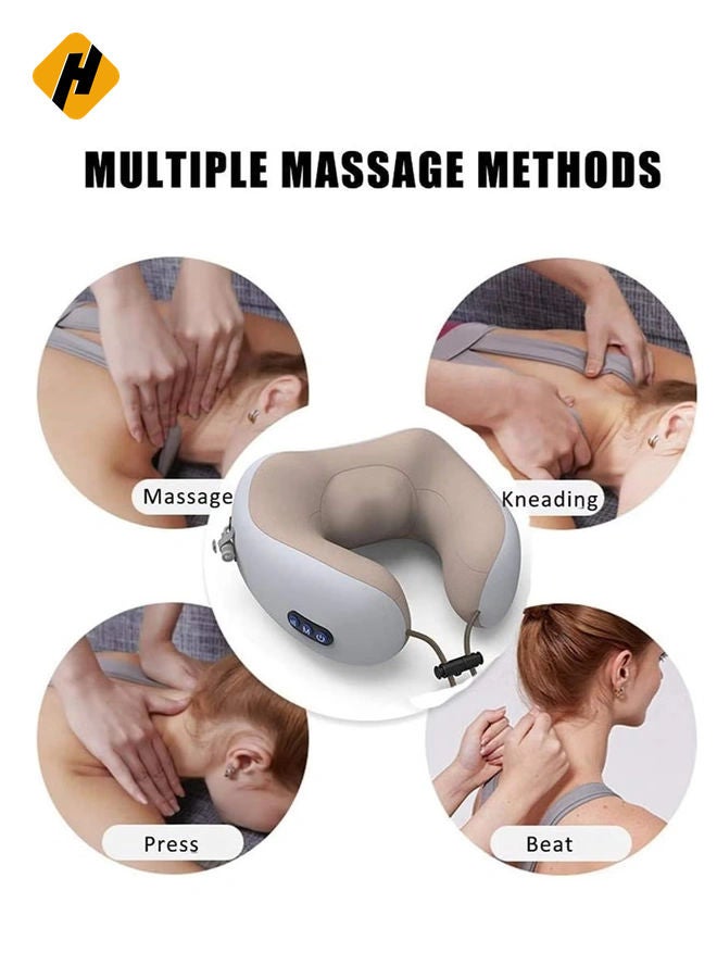 HuHa Rechargeable U Shaped Cervical Massage Pillow Neck Massager Vibration Pillow Multifunctional Shoulder and Electric for Relax Muscles Fatigue - Image 2