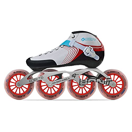 Bont GT4 Inline Speed Skates, Carbon Composite Racing Boots, 6061 T6 Aluminum Frame, Elemental 85A Wheels 100mm 110mm, ABEC5 Bearings (Black/Blue, 3.5 (100mm)) - Image 2