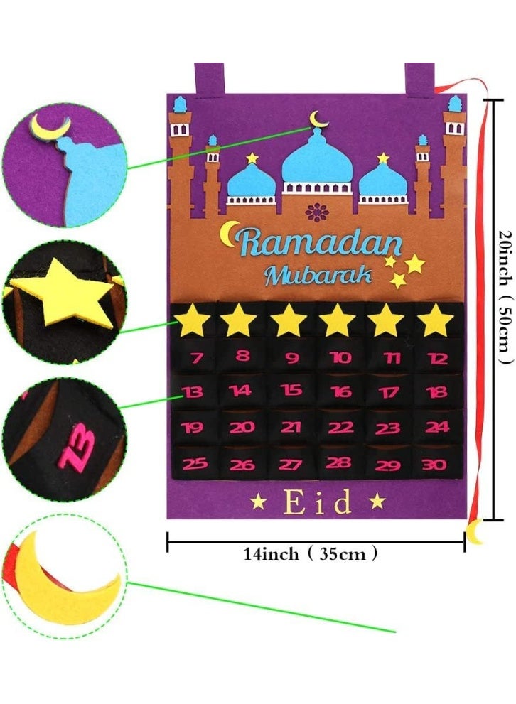 YQbest تقويم رمضان للأطفال، تقويم العد التنازلي لعيد مبارك، زينة رمضان للمنزل | هدية عيد للأطفال | متتبع رمضان - Image 2