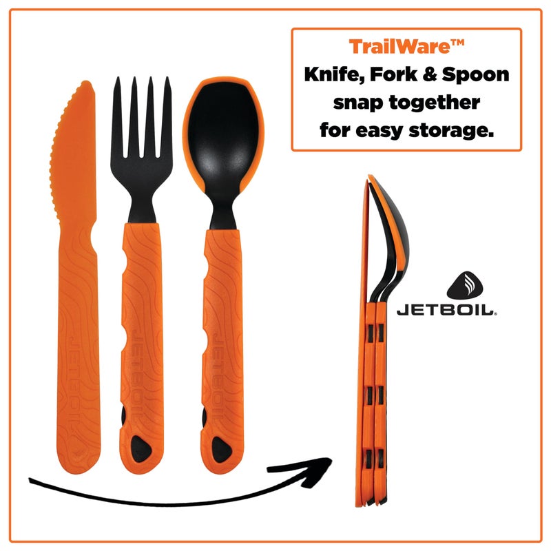 Jetboil TrailWare Backpacking and Camping Utensil Set, Extendable Fork, Knife and Spoon - Image 4