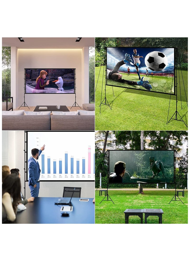 XiuWoo Projector Screen with Stand Foldable Portable Movie Screen 100 inch 16：9 HD 4K 1080p Wrinkle-Free Movie Projection Screen, with Carry Bag  - Image 3
