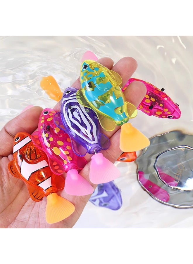 Children's Electronic Induction Light-emitting Swing Fish Baby Bathing Play Water Swimming Electric Toy Fish-Color:Travel When Exposed To Water/luminous Sensor 8 Random Fishes  - Image 1