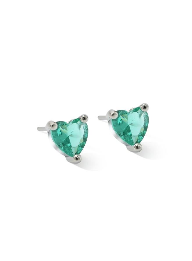 Summer New Color Inlaid Super Flash Zircon Love Earrings Women's Simple Ear Holes Small Heart-shaped Earrings Ear Jewelry 