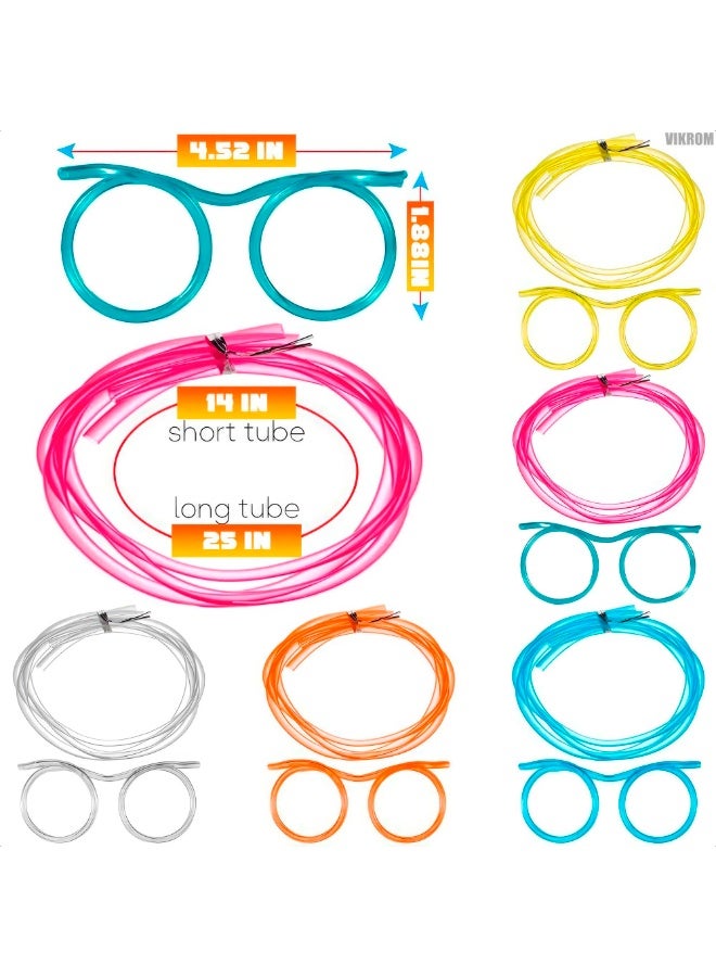 5Pcs Silly Straws Glasses Set of 5 Plastic Straw Glasses, Easy to Use and Clean Food-Safe Material and Adjustable Length Reusable Straw for Birthdays Celebrations and Parties - Image 2