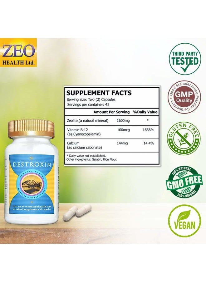 Zeo Health DESTROXIN | Zeolite Capsules with B-12 and Calcium (90 Count) | Naturally Supports Cellular Detox, Optimal Energy, & Upset Stomach Relief | Body Alkalinity & pH Increaser  - Image 5