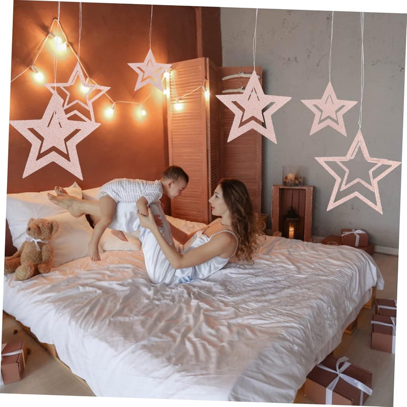 klarako 2 sets Adornment Decor Supplies Birthday Indoor for Paper Wedding Bunting Hollow- Ornament Champagne Baby Wall Decoration Shower Glitter Cutouts Streamer Hanging D Out Hollow - Image 5