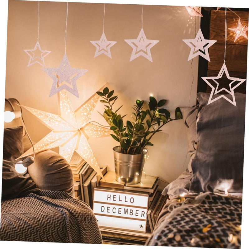 klarako 2 sets Adornment Decor Supplies Birthday Indoor for Paper Wedding Bunting Hollow- Ornament Champagne Baby Wall Decoration Shower Glitter Cutouts Streamer Hanging D Out Hollow - Image 2