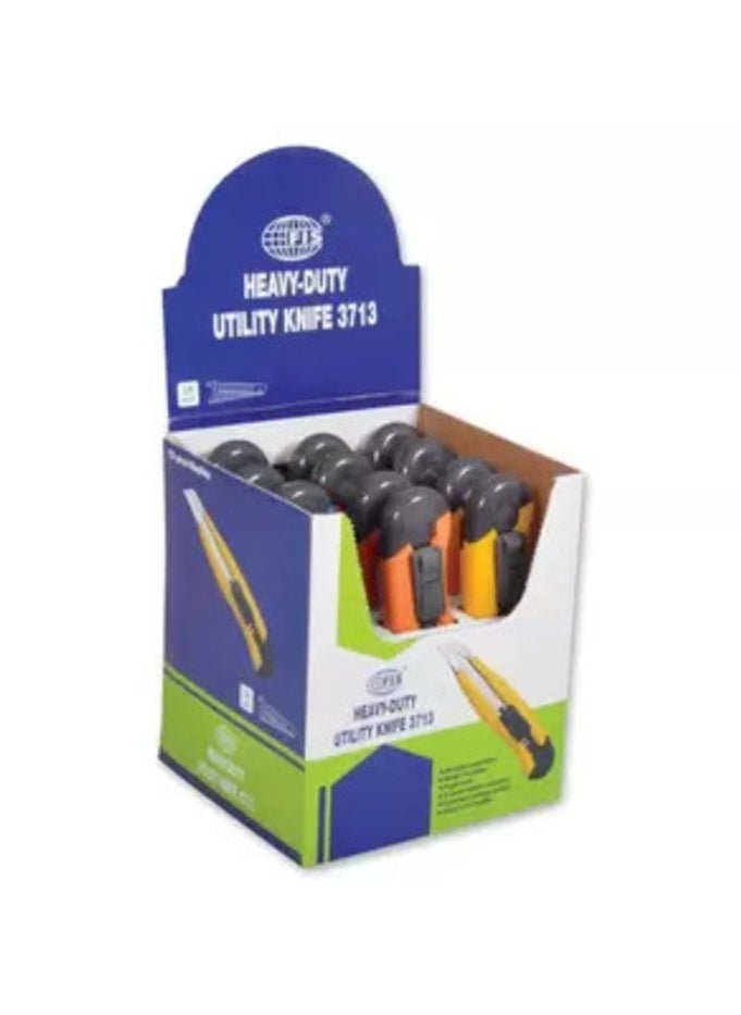 FIS FIS Heavy Duty Cutters, Pack of 12 pieces, 18 mm Size, Assorted Colors - 