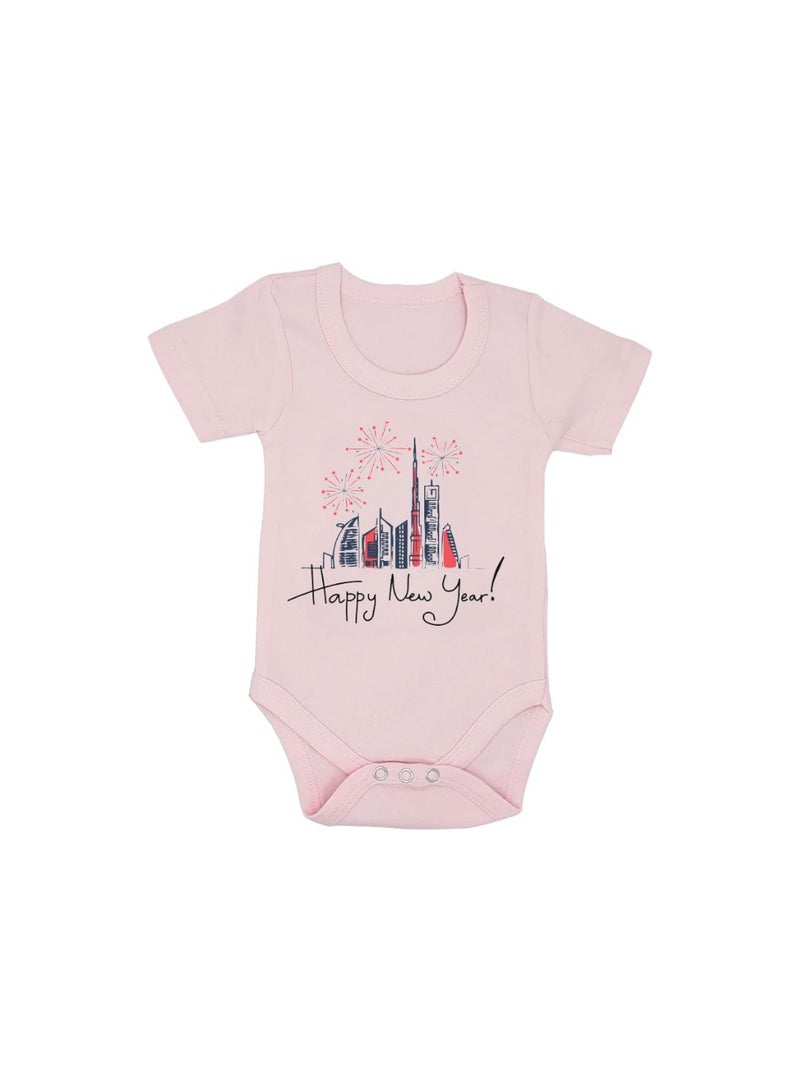 Happy New Year In Dubai With This Soft Cotton Baby Short Sleeve Onesie-Baby Bodysuit For New Year's Dubai-Baby's New Year's Outfit