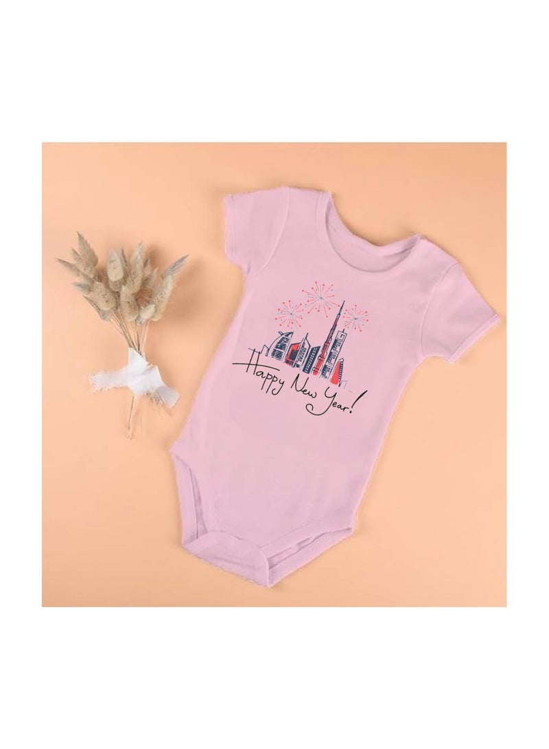 Happy New Year In Dubai With This Soft Cotton Baby Short Sleeve Onesie-Baby Bodysuit For New Year's Dubai-Baby's New Year's Outfit